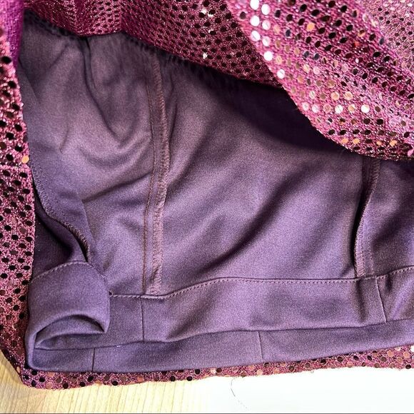 Niki By Niki Livas Burgundy Sequence Evening Dress Long Sleeves Sz 10 USA MADE - Picture 4 of 8